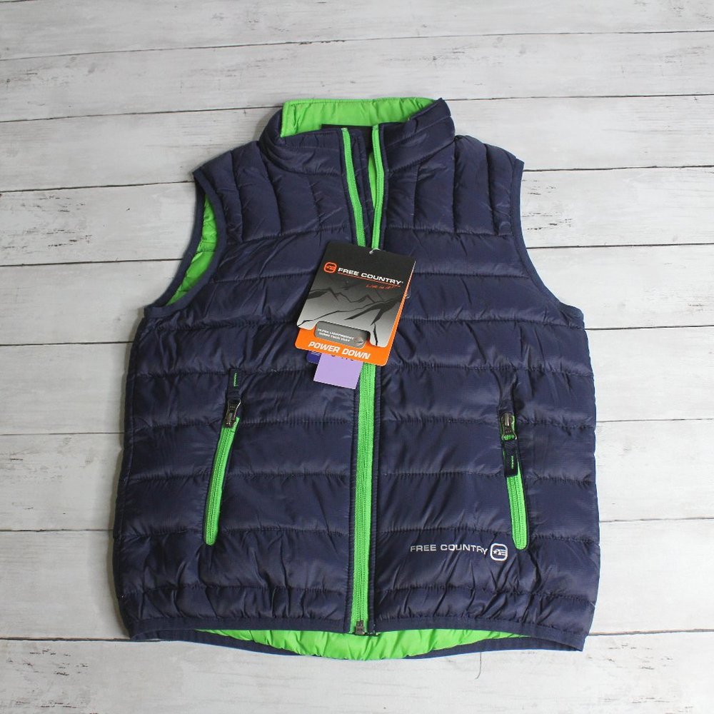 Free Country Boy's Sleeveless Puffer Jacket Vest Size S 7 8 Down Filled